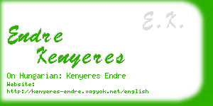 endre kenyeres business card